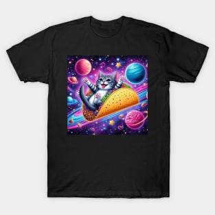 galaxy cat flying tacos T-Shirt